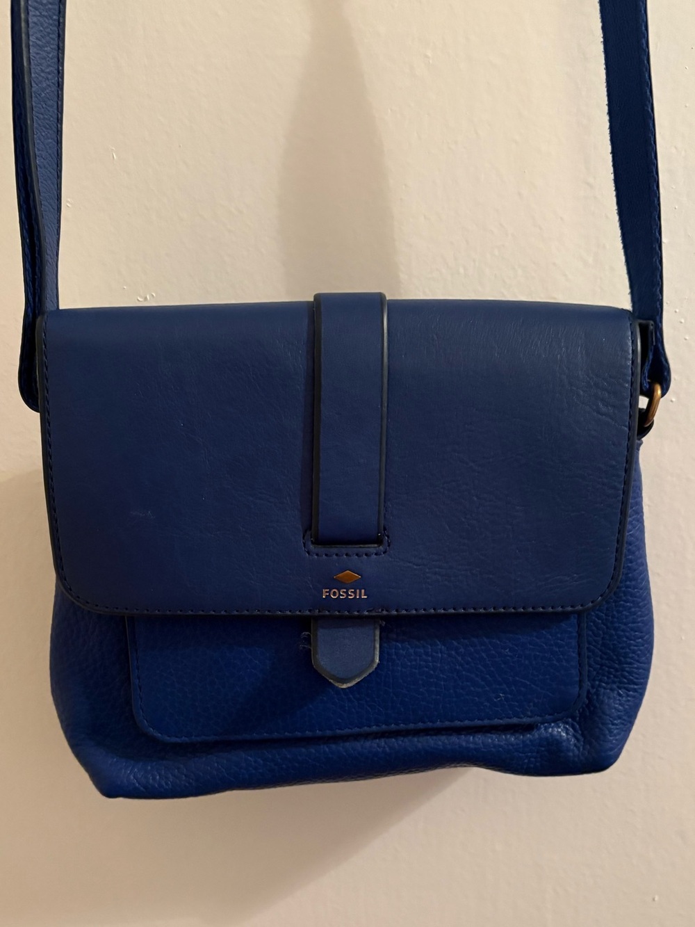 Fossil Blue Leather Crossbody Bag